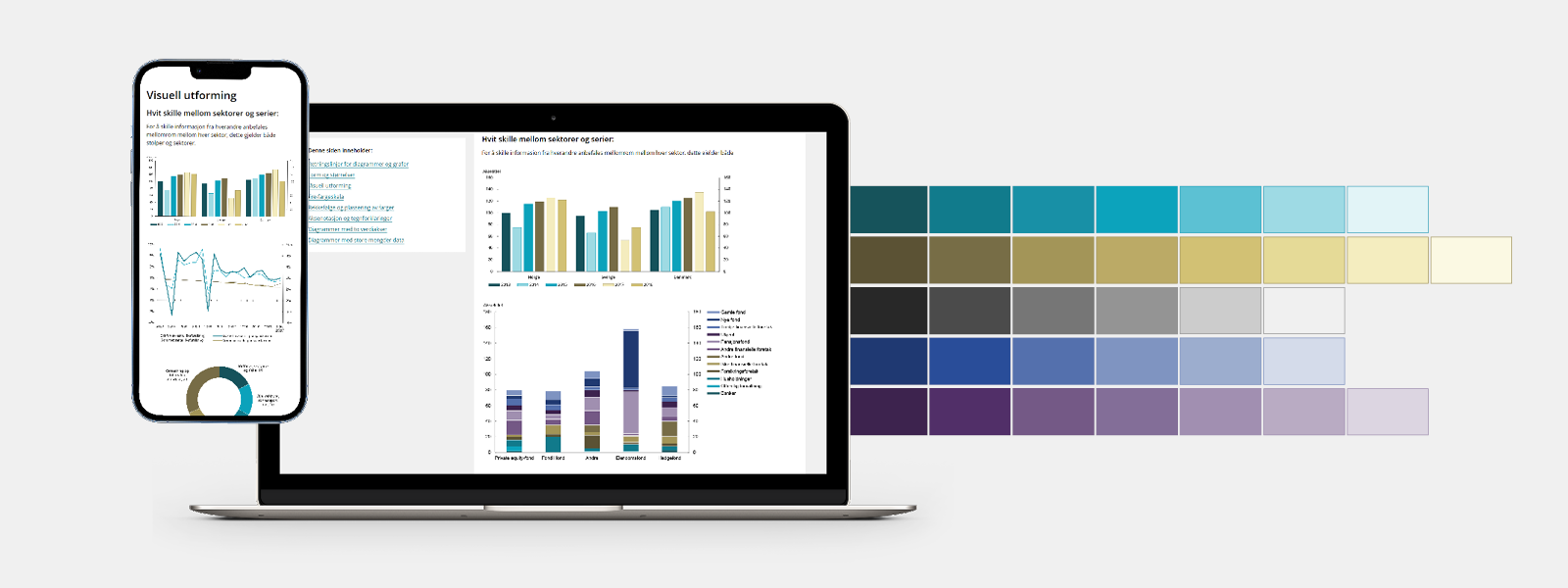 Visuelle eksempler på grafisk design hos Finanstilsynet